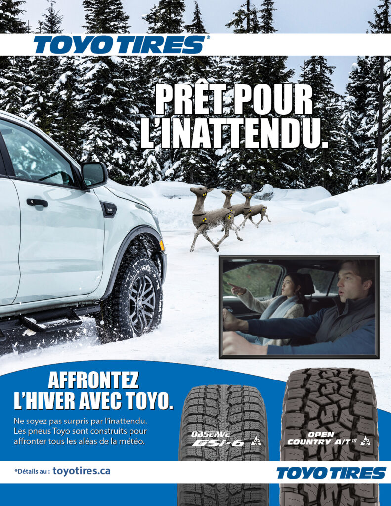 Toyo Tires : Économisez jusqu’à 100 $ sur certains ensembles de quatre pneus. Le rabais prend fin le 19 décembre 2026. Certaines conditions s’appliquent.